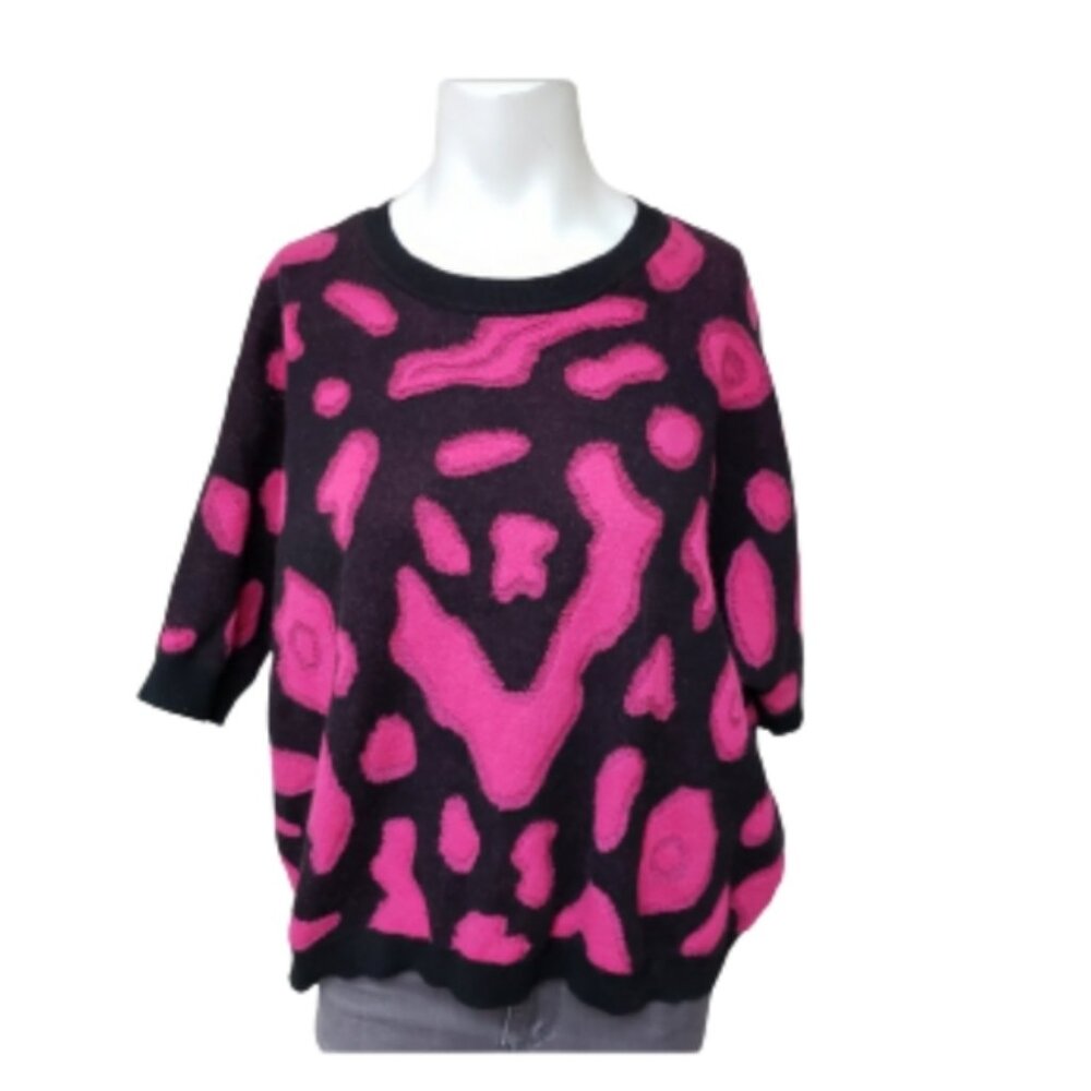 WYHOYS small short sleeve pink animal print retro vibe sweater